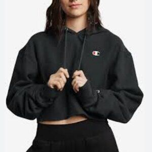 Champion Women's Reverse Weave Cropped Hoodie M Black